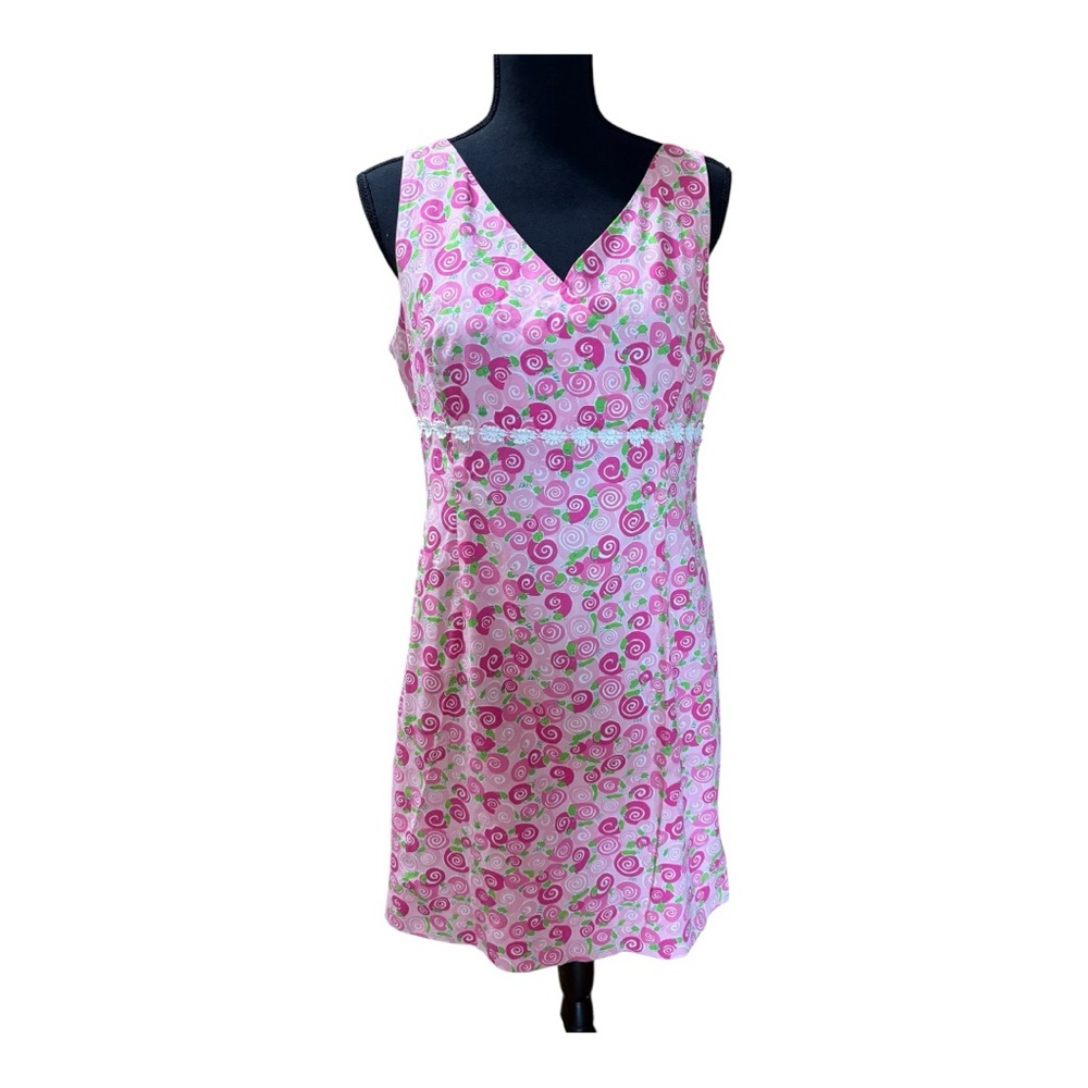 Lilly Pulitzer Pink Green Swirl Print Sleeveless V-Neck Dress